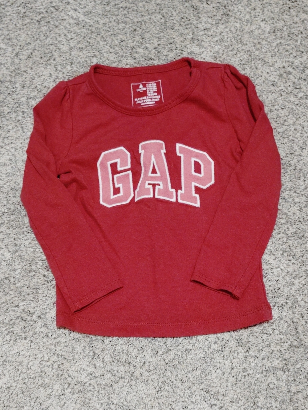 GAP Red Long-Sleeve Logo Tee for Kids
